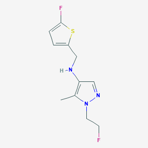 molecular formula C11H13F2N3S B11740048 1-(2-fluoroethyl)-N-[(5-fluorothiophen-2-yl)methyl]-5-methyl-1H-pyrazol-4-amine 