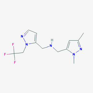 molecular formula C12H16F3N5 B11740053 [(1,3-dimethyl-1H-pyrazol-5-yl)methyl]({[1-(2,2,2-trifluoroethyl)-1H-pyrazol-5-yl]methyl})amine CAS No. 1856070-58-0