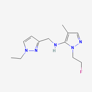 molecular formula C12H18FN5 B11740103 N-[(1-ethyl-1H-pyrazol-3-yl)methyl]-1-(2-fluoroethyl)-4-methyl-1H-pyrazol-5-amine 