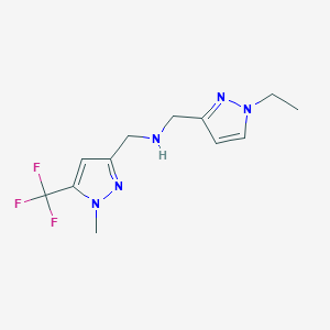 molecular formula C12H16F3N5 B11740121 [(1-ethyl-1H-pyrazol-3-yl)methyl]({[1-methyl-5-(trifluoromethyl)-1H-pyrazol-3-yl]methyl})amine 