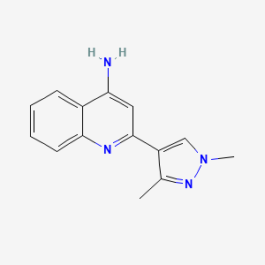 molecular formula C14H14N4 B11740161 2-(1,3-Dimethyl-1H-pyrazol-4-yl)quinolin-4-amine 