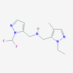 molecular formula C12H17F2N5 B11740233 {[1-(difluoromethyl)-1H-pyrazol-5-yl]methyl}[(1-ethyl-4-methyl-1H-pyrazol-5-yl)methyl]amine 