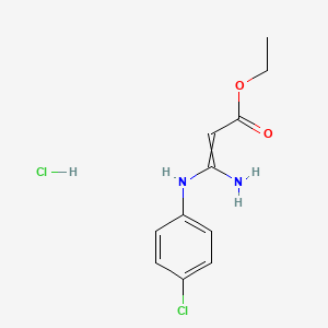 molecular formula C11H14Cl2N2O2 B11740284 Ethyl 3-amino-3-[(4-chlorophenyl)amino]prop-2-enoate hydrochloride 