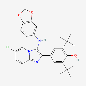 molecular formula C28H30ClN3O3 B1174031 4-[3-(1,3-Benzodioxol-5-ylamino)-6-chloroimidazo[1,2-a]pyridin-2-yl]-2,6-di-tert-butylphenol 