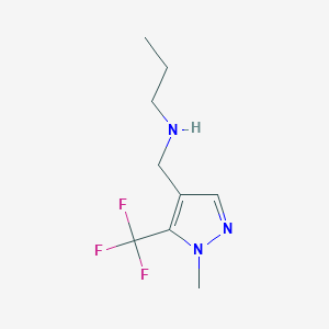 molecular formula C9H14F3N3 B11740370 {[1-methyl-5-(trifluoromethyl)-1H-pyrazol-4-yl]methyl}(propyl)amine 