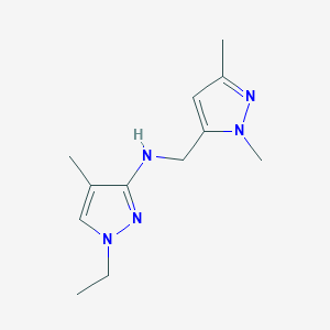 molecular formula C12H19N5 B11740387 N-[(1,3-dimethyl-1H-pyrazol-5-yl)methyl]-1-ethyl-4-methyl-1H-pyrazol-3-amine 