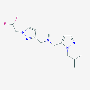 molecular formula C14H21F2N5 B11740390 {[1-(2,2-difluoroethyl)-1H-pyrazol-3-yl]methyl}({[1-(2-methylpropyl)-1H-pyrazol-5-yl]methyl})amine 