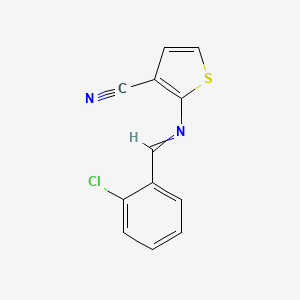 molecular formula C12H7ClN2S B11740413 2-{[(2-Chlorophenyl)methylidene]amino}thiophene-3-carbonitrile 