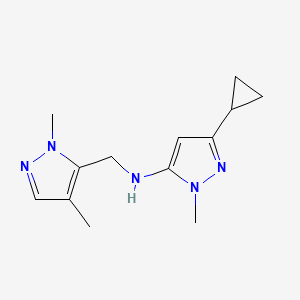 molecular formula C13H19N5 B11740423 3-cyclopropyl-N-[(1,4-dimethyl-1H-pyrazol-5-yl)methyl]-1-methyl-1H-pyrazol-5-amine 