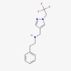 molecular formula C14H16F3N3 B11740428 (2-phenylethyl)({[1-(2,2,2-trifluoroethyl)-1H-pyrazol-4-yl]methyl})amine 