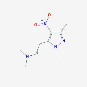 molecular formula C9H14N4O2 B11740459 [2-(1,3-dimethyl-4-nitro-1H-pyrazol-5-yl)ethenyl]dimethylamine 