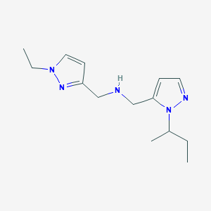 molecular formula C14H23N5 B11740471 {[1-(butan-2-yl)-1H-pyrazol-5-yl]methyl}[(1-ethyl-1H-pyrazol-3-yl)methyl]amine 