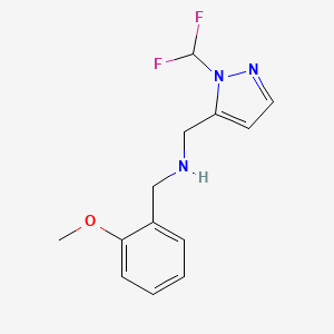 molecular formula C13H15F2N3O B11740583 {[1-(difluoromethyl)-1H-pyrazol-5-yl]methyl}[(2-methoxyphenyl)methyl]amine 