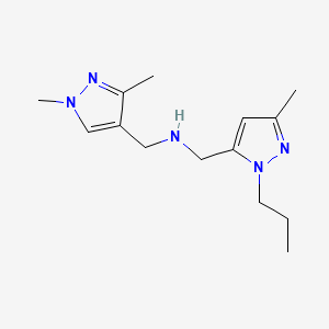 molecular formula C14H23N5 B11740597 [(1,3-dimethyl-1H-pyrazol-4-yl)methyl][(3-methyl-1-propyl-1H-pyrazol-5-yl)methyl]amine 