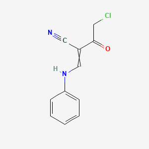 molecular formula C11H9ClN2O B11740630 4-Chloro-3-oxo-2-[(phenylamino)methylidene]butanenitrile 