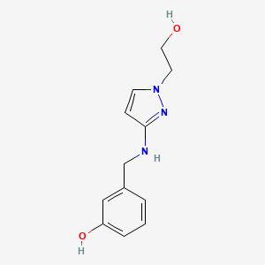 molecular formula C12H15N3O2 B11740691 3-({[1-(2-hydroxyethyl)-1H-pyrazol-3-yl]amino}methyl)phenol CAS No. 1855950-45-6