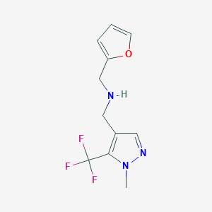 molecular formula C11H12F3N3O B11740768 [(furan-2-yl)methyl]({[1-methyl-5-(trifluoromethyl)-1H-pyrazol-4-yl]methyl})amine 