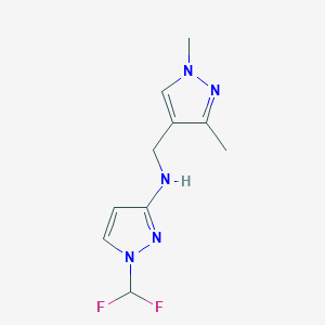 molecular formula C10H13F2N5 B11740779 1-(difluoromethyl)-N-[(1,3-dimethyl-1H-pyrazol-4-yl)methyl]-1H-pyrazol-3-amine CAS No. 1856024-43-5