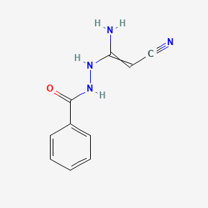 molecular formula C10H10N4O B11740784 N'-(1-amino-2-cyanoeth-1-en-1-yl)benzohydrazide 