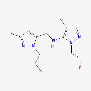 molecular formula C14H22FN5 B11740823 1-(2-fluoroethyl)-4-methyl-N-[(3-methyl-1-propyl-1H-pyrazol-5-yl)methyl]-1H-pyrazol-5-amine 