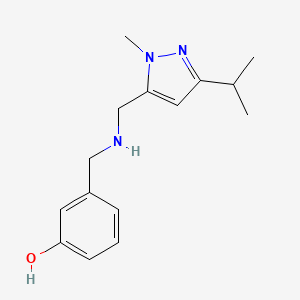 molecular formula C15H21N3O B11740859 3-[({[1-methyl-3-(propan-2-yl)-1H-pyrazol-5-yl]methyl}amino)methyl]phenol 