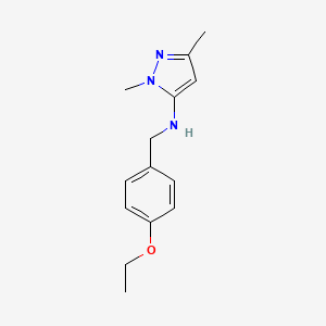 molecular formula C14H19N3O B11740917 N-[(4-ethoxyphenyl)methyl]-1,3-dimethyl-1H-pyrazol-5-amine 