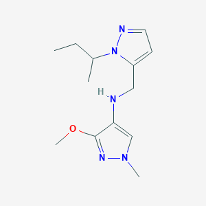 molecular formula C13H21N5O B11740998 N-{[1-(butan-2-yl)-1H-pyrazol-5-yl]methyl}-3-methoxy-1-methyl-1H-pyrazol-4-amine 