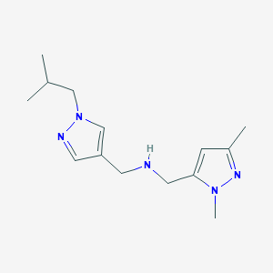 molecular formula C14H23N5 B11741030 [(1,3-dimethyl-1H-pyrazol-5-yl)methyl]({[1-(2-methylpropyl)-1H-pyrazol-4-yl]methyl})amine 