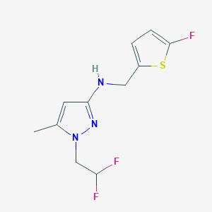 molecular formula C11H12F3N3S B11741040 1-(2,2-difluoroethyl)-N-[(5-fluorothiophen-2-yl)methyl]-5-methyl-1H-pyrazol-3-amine 