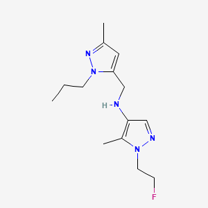 molecular formula C14H22FN5 B11741046 1-(2-fluoroethyl)-5-methyl-N-[(3-methyl-1-propyl-1H-pyrazol-5-yl)methyl]-1H-pyrazol-4-amine 