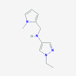 molecular formula C11H16N4 B11741063 1-Ethyl-N-((1-methyl-1H-pyrrol-2-yl)methyl)-1H-pyrazol-4-amine 