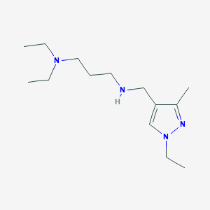 molecular formula C14H28N4 B11741076 [3-(diethylamino)propyl][(1-ethyl-3-methyl-1H-pyrazol-4-yl)methyl]amine 