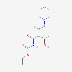 ethyl N-[3-hydroxy-2-(piperidin-1-yliminomethyl)but-2-enoyl]carbamate