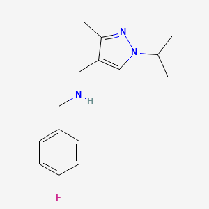 molecular formula C15H20FN3 B11741112 [(4-fluorophenyl)methyl]({[3-methyl-1-(propan-2-yl)-1H-pyrazol-4-yl]methyl})amine 