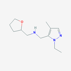 molecular formula C12H21N3O B11741119 [(1-ethyl-4-methyl-1H-pyrazol-5-yl)methyl][(oxolan-2-yl)methyl]amine 