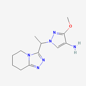 molecular formula C12H18N6O B11741260 3-methoxy-1-[1-(5,6,7,8-tetrahydro[1,2,4]triazolo[4,3-a]pyridin-3-yl)ethyl]-1H-pyrazol-4-amine 