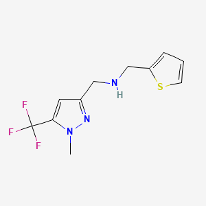 molecular formula C11H12F3N3S B11741271 {[1-methyl-5-(trifluoromethyl)-1H-pyrazol-3-yl]methyl}[(thiophen-2-yl)methyl]amine 