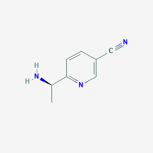 molecular formula C8H9N3 B11741312 6-[(1R)-1-aminoethyl]pyridine-3-carbonitrile 