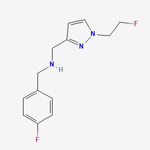 molecular formula C13H15F2N3 B11741342 {[1-(2-fluoroethyl)-1H-pyrazol-3-yl]methyl}[(4-fluorophenyl)methyl]amine 