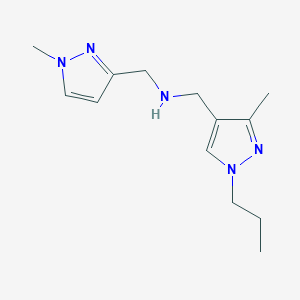 molecular formula C13H21N5 B11741354 [(3-methyl-1-propyl-1H-pyrazol-4-yl)methyl][(1-methyl-1H-pyrazol-3-yl)methyl]amine 