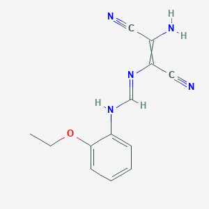 molecular formula C13H13N5O B11741361 N'-(2-amino-1,2-dicyanoeth-1-en-1-yl)-N-(2-ethoxyphenyl)methanimidamide 