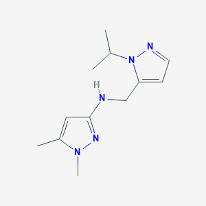 molecular formula C12H19N5 B11741387 1,5-dimethyl-N-{[1-(propan-2-yl)-1H-pyrazol-5-yl]methyl}-1H-pyrazol-3-amine 