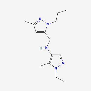 molecular formula C14H23N5 B11741418 1-ethyl-5-methyl-N-[(3-methyl-1-propyl-1H-pyrazol-5-yl)methyl]-1H-pyrazol-4-amine 