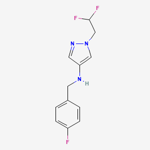 molecular formula C12H12F3N3 B11741453 1-(2,2-difluoroethyl)-N-(4-fluorobenzyl)-1H-pyrazol-4-amine 