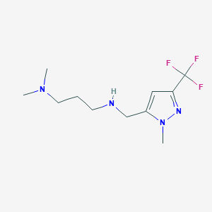 molecular formula C11H19F3N4 B11741511 [3-(dimethylamino)propyl]({[1-methyl-3-(trifluoromethyl)-1H-pyrazol-5-yl]methyl})amine 