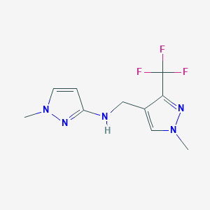 molecular formula C10H12F3N5 B11741588 1-methyl-N-{[1-methyl-3-(trifluoromethyl)-1H-pyrazol-4-yl]methyl}-1H-pyrazol-3-amine CAS No. 1856094-23-9