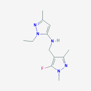 molecular formula C12H18FN5 B11741631 1-ethyl-N-[(5-fluoro-1,3-dimethyl-1H-pyrazol-4-yl)methyl]-3-methyl-1H-pyrazol-5-amine 