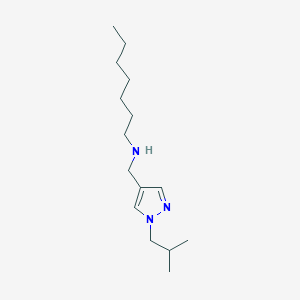 molecular formula C15H29N3 B11741649 heptyl({[1-(2-methylpropyl)-1H-pyrazol-4-yl]methyl})amine 