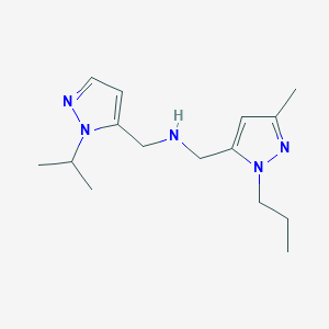 molecular formula C15H25N5 B11741668 [(3-methyl-1-propyl-1H-pyrazol-5-yl)methyl]({[1-(propan-2-yl)-1H-pyrazol-5-yl]methyl})amine 