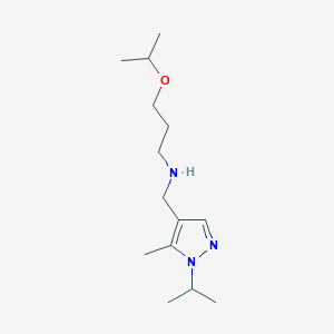 molecular formula C14H27N3O B11741713 {[5-methyl-1-(propan-2-yl)-1H-pyrazol-4-yl]methyl}[3-(propan-2-yloxy)propyl]amine 